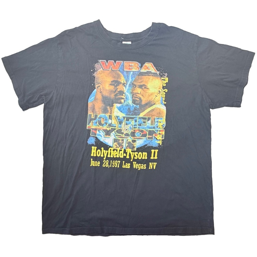 Evander Holyfield Mike Tyson II 1997 Bite Fight T-Shirt XL Boxing Gildan Black
